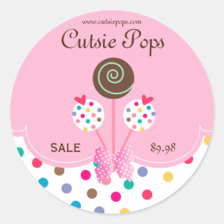 Sticker Rond Le gâteau saute la menthe mignonne de rose de
