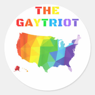 Sticker Rond LE GAYTRIOT. Patriote gay, Américain gay, Gay prid