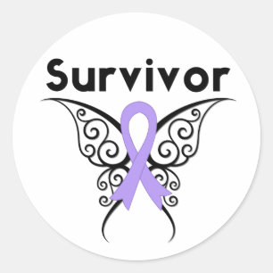 Sticker Rond Le Général Cancer Survivor Tribal Butterfly