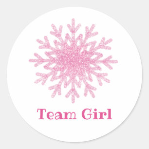 Sticker Rond Le genre de FILLE d'ÉQUIPE de flocons de neige