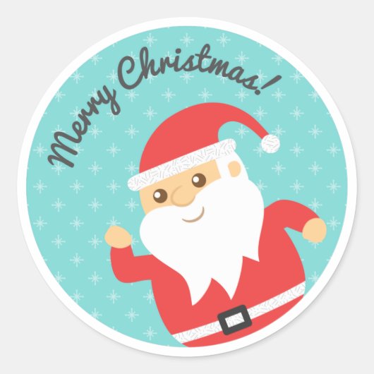 Sticker Rond Le gentil Père Noël Jolly et Joyeux Noël (Devant)