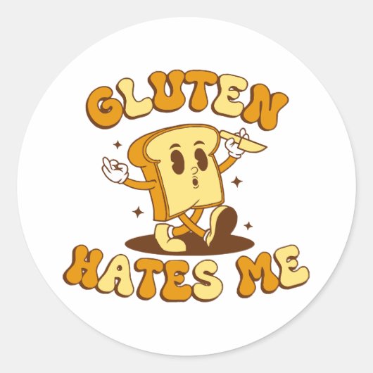Sticker Rond Le gluten me déteste (Devant)
