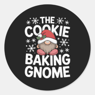 Sticker Rond Le Gnome de Cuisson de Biscuits Noël Holly Flocon