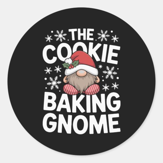 Sticker Rond Le Gnome de Cuisson de Biscuits Noël Holly Flocon (Devant)