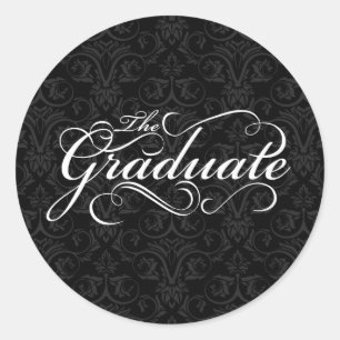 Sticker Rond Le Gradué, Élégant Noir