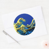 Sticker Rond Le Grand Hokusai Wave de Blue Yellow (Enveloppe)