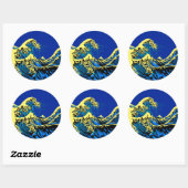 Sticker Rond Le Grand Hokusai Wave de Blue Yellow (Feuille)