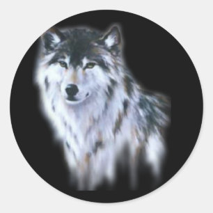 Sticker Rond Le grand loup féroce dans toute la gloire