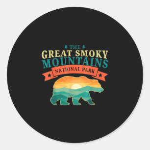Sticker Rond Le grand parc national vintage des montagnes fumée