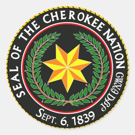Sticker Rond Le Grand Sceau De La Nation Cherokee Oklahoma (Devant)