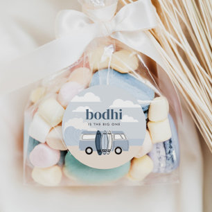 Sticker Rond Le grand Surf de plage des garçons à l'anniversair