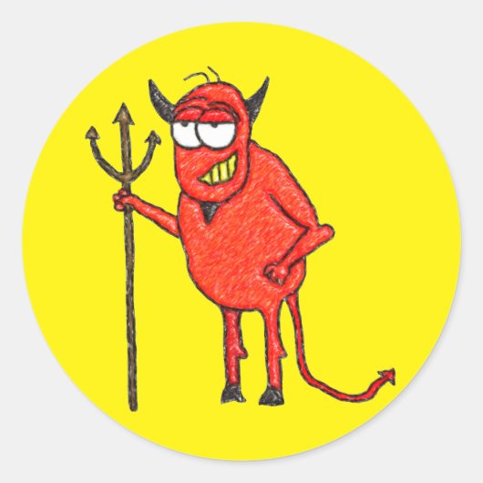 Sticker Rond Le gril de Satan heureux (Devant)
