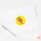 Sticker Rond Le gril de Satan heureux (Enveloppe)
