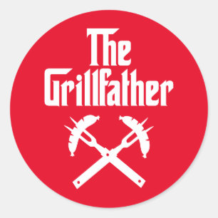 Sticker Rond Le Grillfather Aux Chiens Chauds