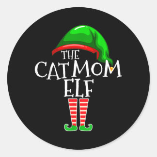 Sticker Rond Le groupe de Noël familial correspondant à l'elfe