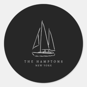Sticker Rond Le Hamptons New York Yacht Club Voile Souvenir