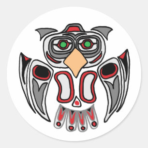 Sticker Rond Le hibou haïda