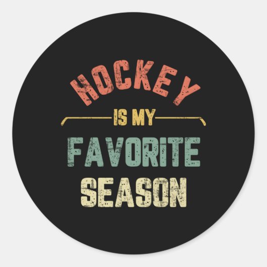 Sticker Rond Le hockey est ma saison préférée Hockey (Devant)