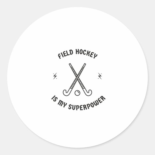 Sticker Rond Le hockey sur gazon est ma superpuissance (Devant)