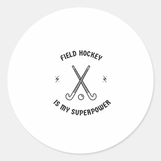 Sticker Rond Le hockey sur gazon est ma superpuissance (Devant)