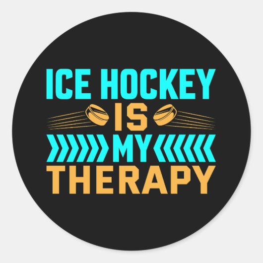 Sticker Rond Le hockey sur glace est ma thérapie (Devant)
