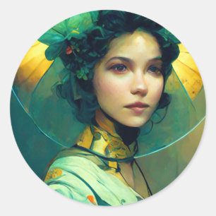 Sticker Rond Le Imaginaire-tête Sci-Fi