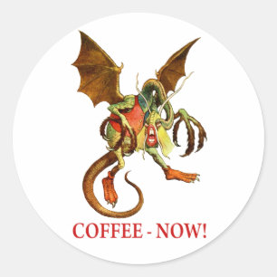STICKER ROND LE JABBERWOCKY EXIGE LE CAFÉ MAINTENANT !