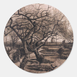 Sticker Rond Le jardin du sonage - Nuenen en hiver - van Gogh