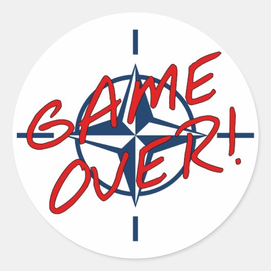 Sticker Rond Le jeu de l'OTAN - arrêter la guerre (Devant)