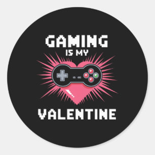 Sticker Rond Le jeu est mon Valentin Drôle de joueur Hommes Fem