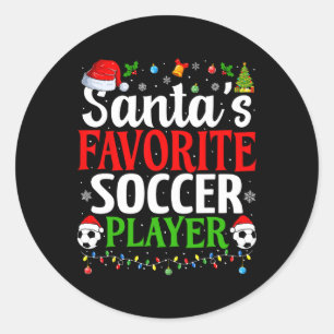 Sticker Rond Le joueur de football préféré du Père Noël Xmas dr