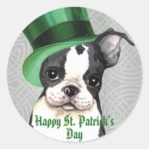 Sticker Rond Le jour Boston Terrier de St Patrick