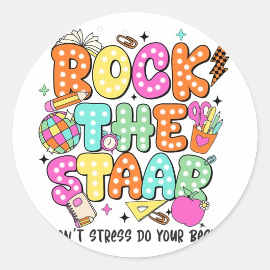 Sticker Rond Le Jour de l'Epreuve Enseignant Motivation Test Da (Devant)