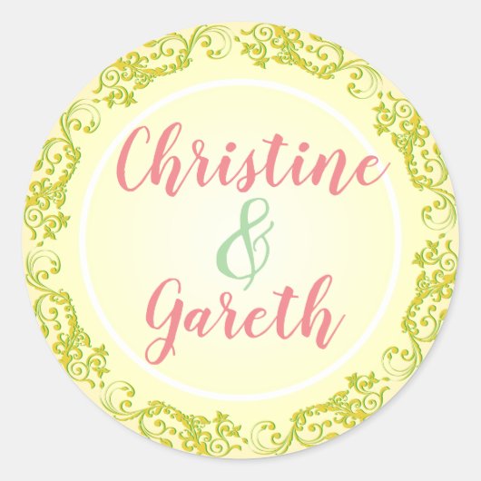 Sticker Rond Le Joyeux Couple. Deux noms sur un (Devant)