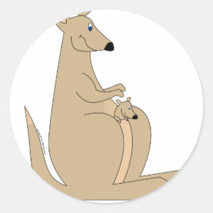 Sticker Rond Le kangourou de bande dessinée le plus mignon ave
