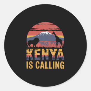 Sticker Rond Le Kenya Appelle l'Amant de Safari Vacances Faune 