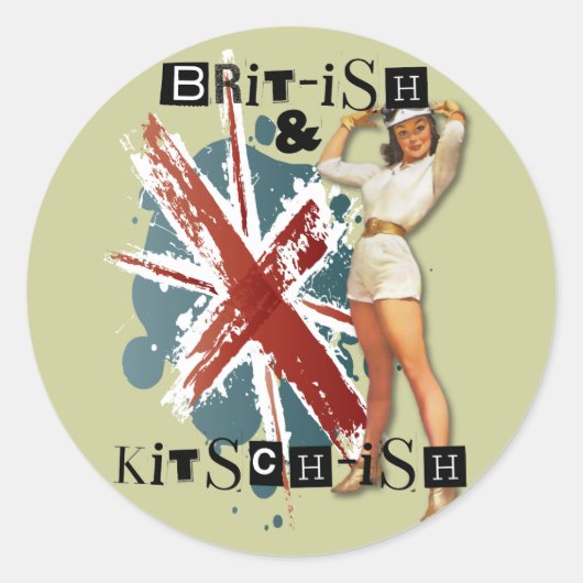 Sticker Rond Le Kitsch Bitsch : Poignée britannique et kitsch (Devant)