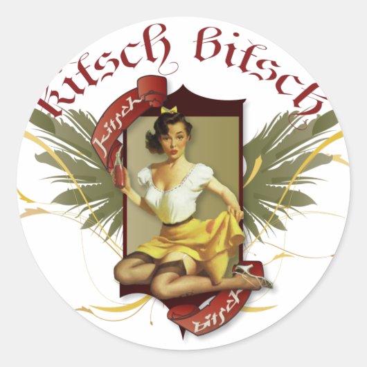 Sticker Rond Le Kitsch Bitsch : Soda Girl Retro Tattoo Pin Up (Devant)