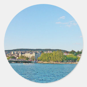 Sticker Rond Le lac de Zurich, vue sur le pont de Bellevue