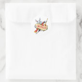 Sticker Rond Le lapin blanc d'Alice dit : "J'aime Alice" (Sac)