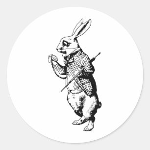 Sticker Rond Le lapin blanc plein