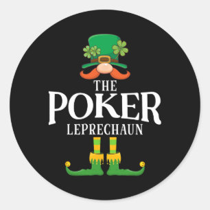 Sticker Rond Le Leprechaun de Poker Saint-Patrick Matching 