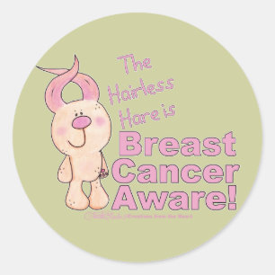 Sticker Rond Le lièvre sans poil est le cancer du sein conscien