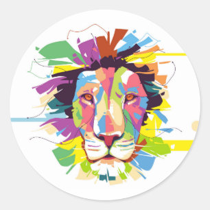 Sticker Rond Le Lion pop art