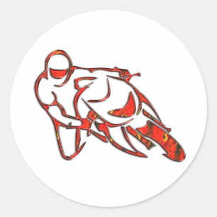 Sticker Rond Le logo de moto se penchant dans le rouge de