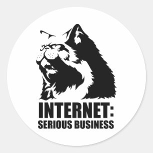 Sticker Rond le lolcat l'Internet est des affaires sérieuses