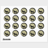 Sticker Rond Le loup hurlant dans la nuit (Feuille)