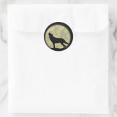 Sticker Rond Le loup hurlant dans la nuit (Sac)