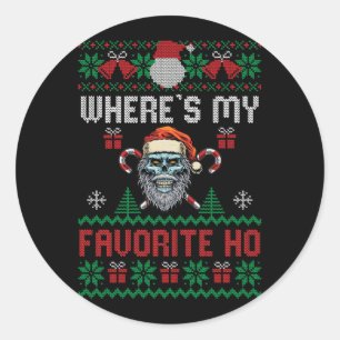 Sticker Rond Le mal du crâne Père Noël où est mon préféré Ho Dr
