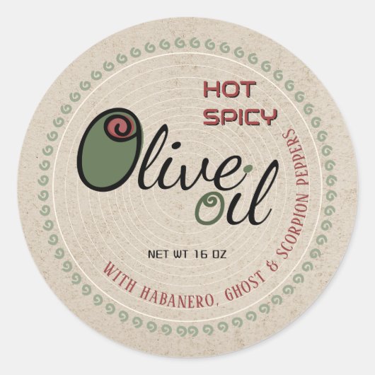 Sticker Rond Le marché de l'huile d'olive chaude et épicée Extr (Devant)